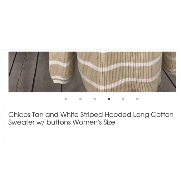CHICO’S beige/white striped hooded sweater. - Picture 5 of 6